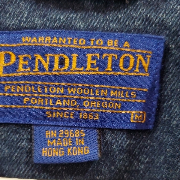 Pendleton High Grade WESTERN Wear denim Blanket Jacket WOOL star Insert Medium - Picture 2 of 13